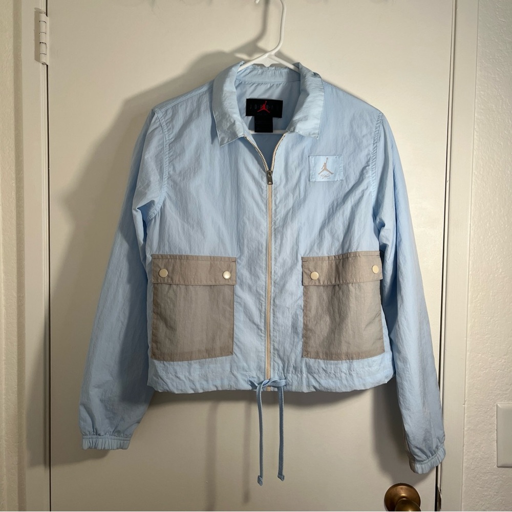 Nike Jordan Women’s Flight Light Blue and Gray Utility Jacket Windbreaker Small